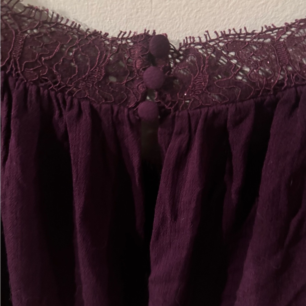 Free People Deep Purple Lace Women's Blouse - Picture 5 of 6